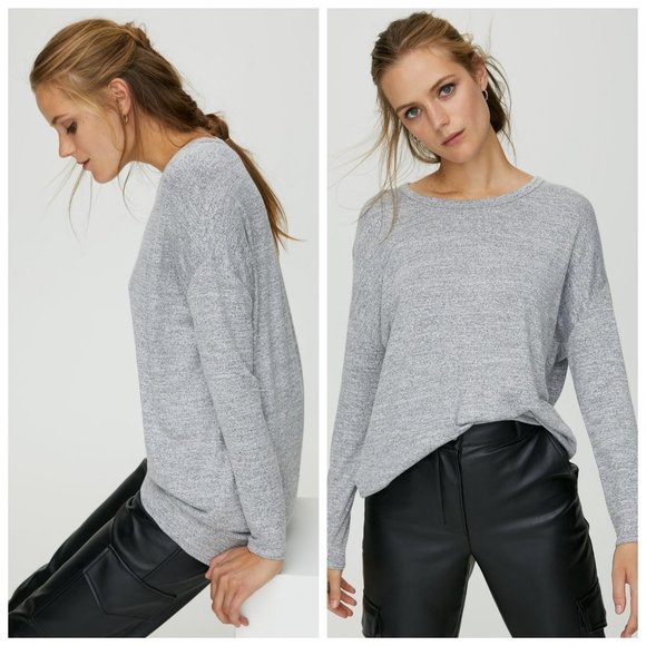 Aritzia Sweaters - ARITZIA WILFRED FREE Mauve Pink Grey Marled Slouchy Knit Sweater